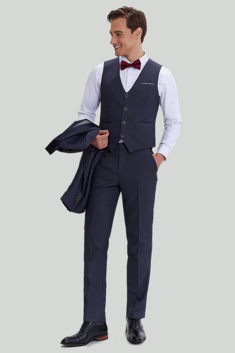 Load image into Gallery viewer, Men&#39;s Grey 3 Piece One Button Tuxedo