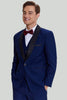 Load image into Gallery viewer, Men&#39;s Navy 3-piece One Button Slim Fit Prom Suits