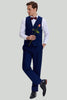 Load image into Gallery viewer, Men&#39;s Navy 3-piece One Button Slim Fit Prom Suits