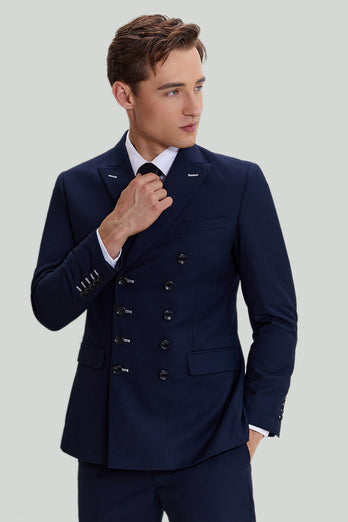 Men's Navy 2 Piece Double Breasted Suit