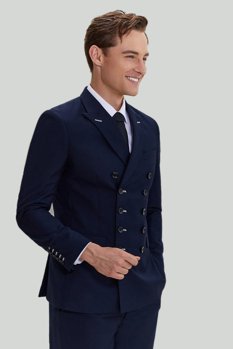 Load image into Gallery viewer, Men&#39;s Navy 2 Piece Double Breasted Suit