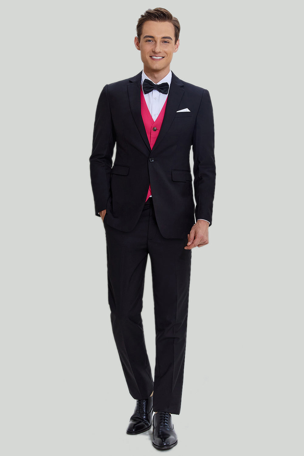 Black Pink 2 Piece Notched Lapel Men's Suits