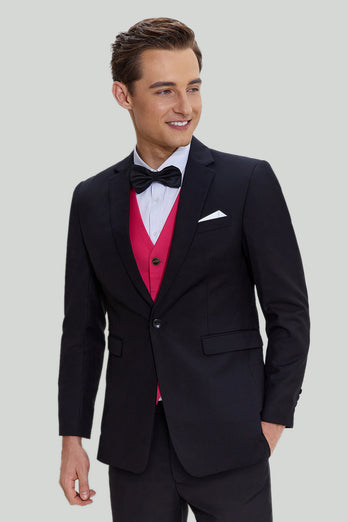 Black Pink 2 Piece Notched Lapel Men's Suits