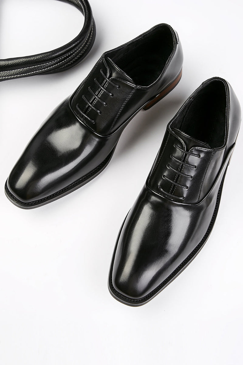 Load image into Gallery viewer, Black Men&#39;s Leather Slip-On Dress Shoes