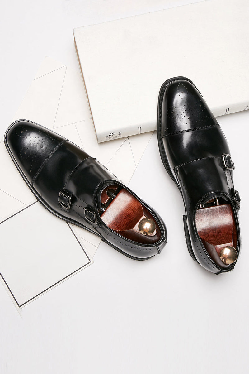 Load image into Gallery viewer, Brown Monk Strap Men&#39;s Leather Slip-On Dress Shoes