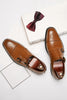 Load image into Gallery viewer, Brown Monk Strap Men&#39;s Leather Slip-On Dress Shoes