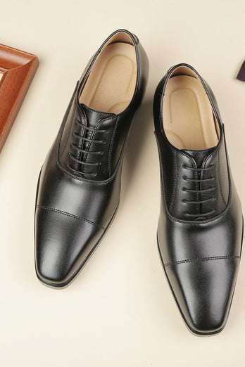 Black Men's Leather Slip-On Formal Shoes