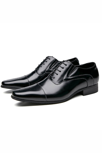 Black Lace-Up Men's Leather Slip-On Formal Shoes