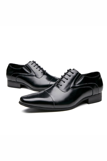 Black Lace-Up Men's Leather Slip-On Formal Shoes