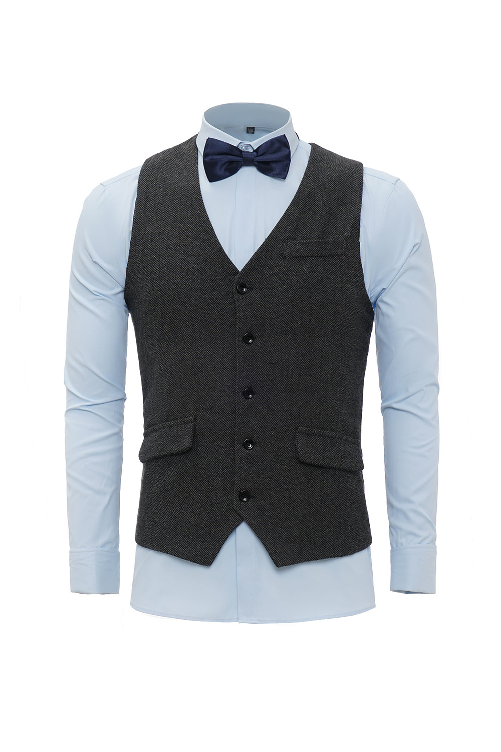 Black Single Breasted Shawl Lapel Men's Suit Vest