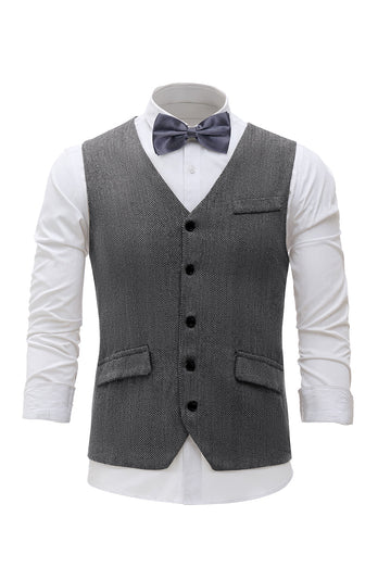 Black Single Breasted Shawl Lapel Men's Suit Vest