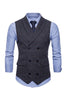 Load image into Gallery viewer, Grey Pinstripe Double Breasted Shawl Lapel Men&#39;s Suit Vest