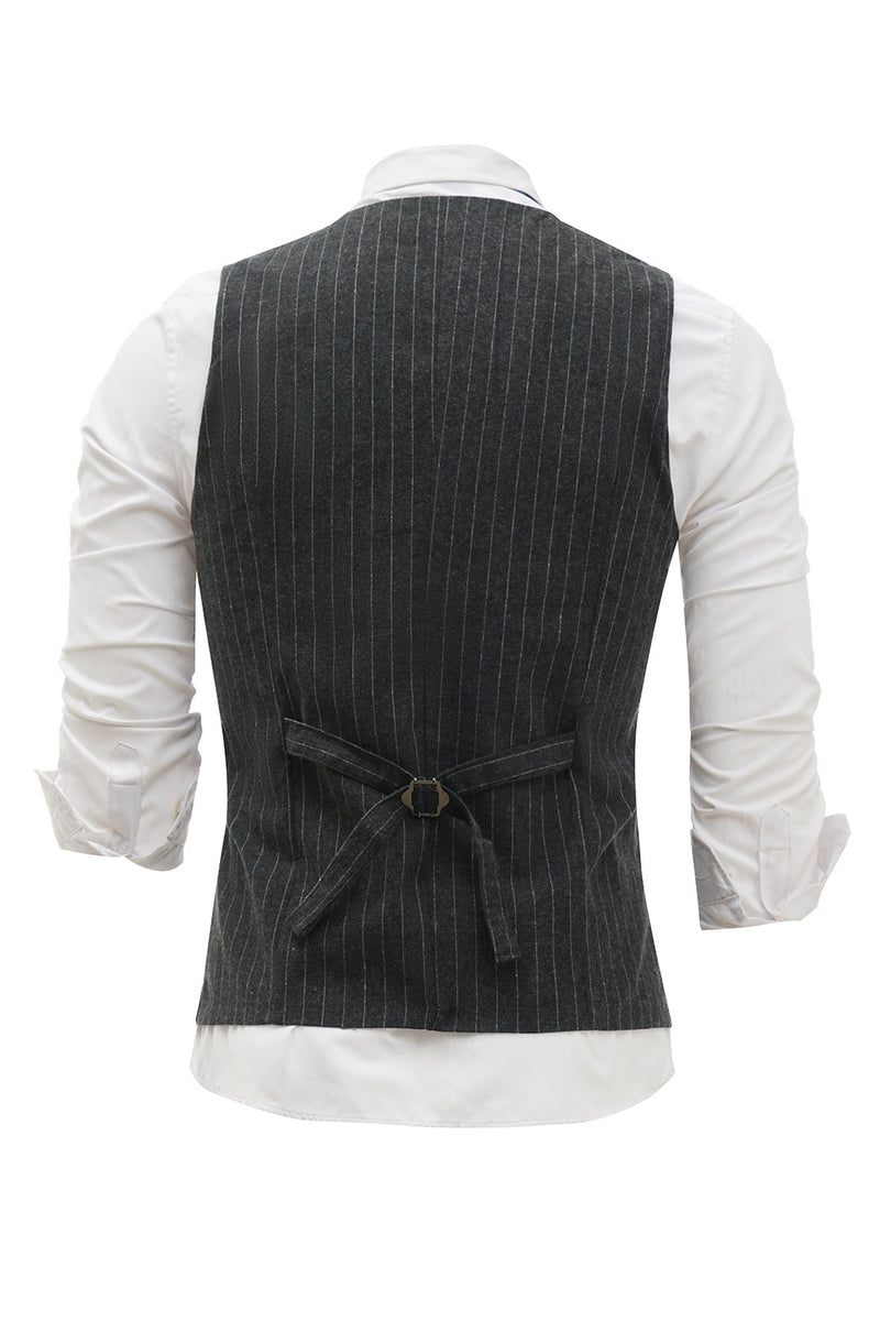 Load image into Gallery viewer, Black Pinstriped Shawl Lapel Men&#39;s Suit Vest