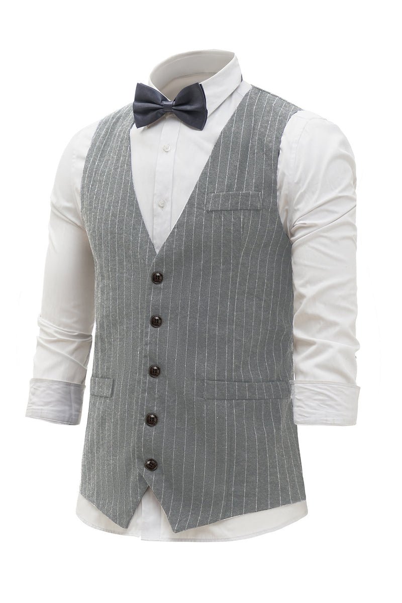 Load image into Gallery viewer, Black Pinstriped Shawl Lapel Men&#39;s Suit Vest