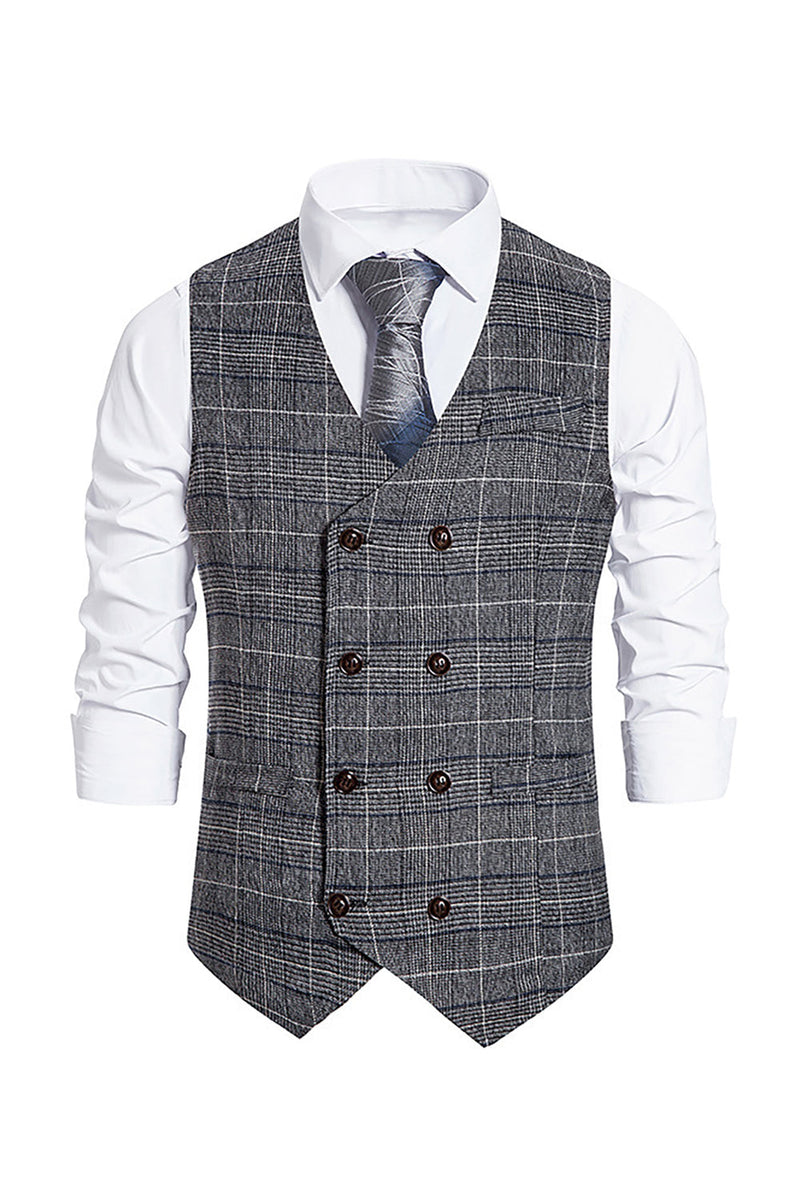 Load image into Gallery viewer, Brown Pinstripe Double Breasted Shawl Lapel Men&#39;s Suit Vest