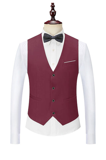 Black Single Breasted Shawl Lapel Men's Suit Vest