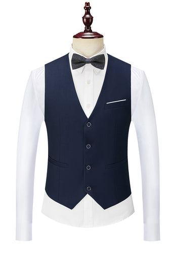 Black Single Breasted Shawl Lapel Men's Suit Vest