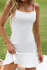 Load image into Gallery viewer, Ruffles White Graduation Dress with Spaghetti straps