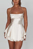 Load image into Gallery viewer, A Line Spaghetti Straps White Graduation Dress with Lace-up Back