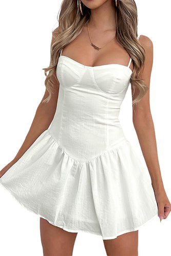 Simple A-Line Spaghetti Straps Mini White Graduation Dress