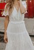 Load image into Gallery viewer, White A Line Short Sleeves Lace Midi Graduation Dress