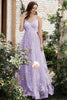 Load image into Gallery viewer, Lilac Spaghetti Straps A Line Lace Prom Dress