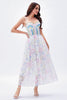 Load image into Gallery viewer, A Line Spaghetti Straps Printed Maxi Graduation Dress