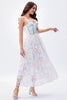 Load image into Gallery viewer, A Line Spaghetti Straps Printed Maxi Graduation Dress