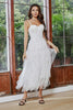 Load image into Gallery viewer, White A Line Spaghetti Straps Tea Length Graduation Dress