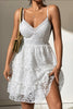 Load image into Gallery viewer, Cute A-Line Spaghetti Straps Mini Lace White Graduation Dress