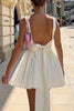 Load image into Gallery viewer, A-Line Square Neck Open Back Mini White Graduation Dress