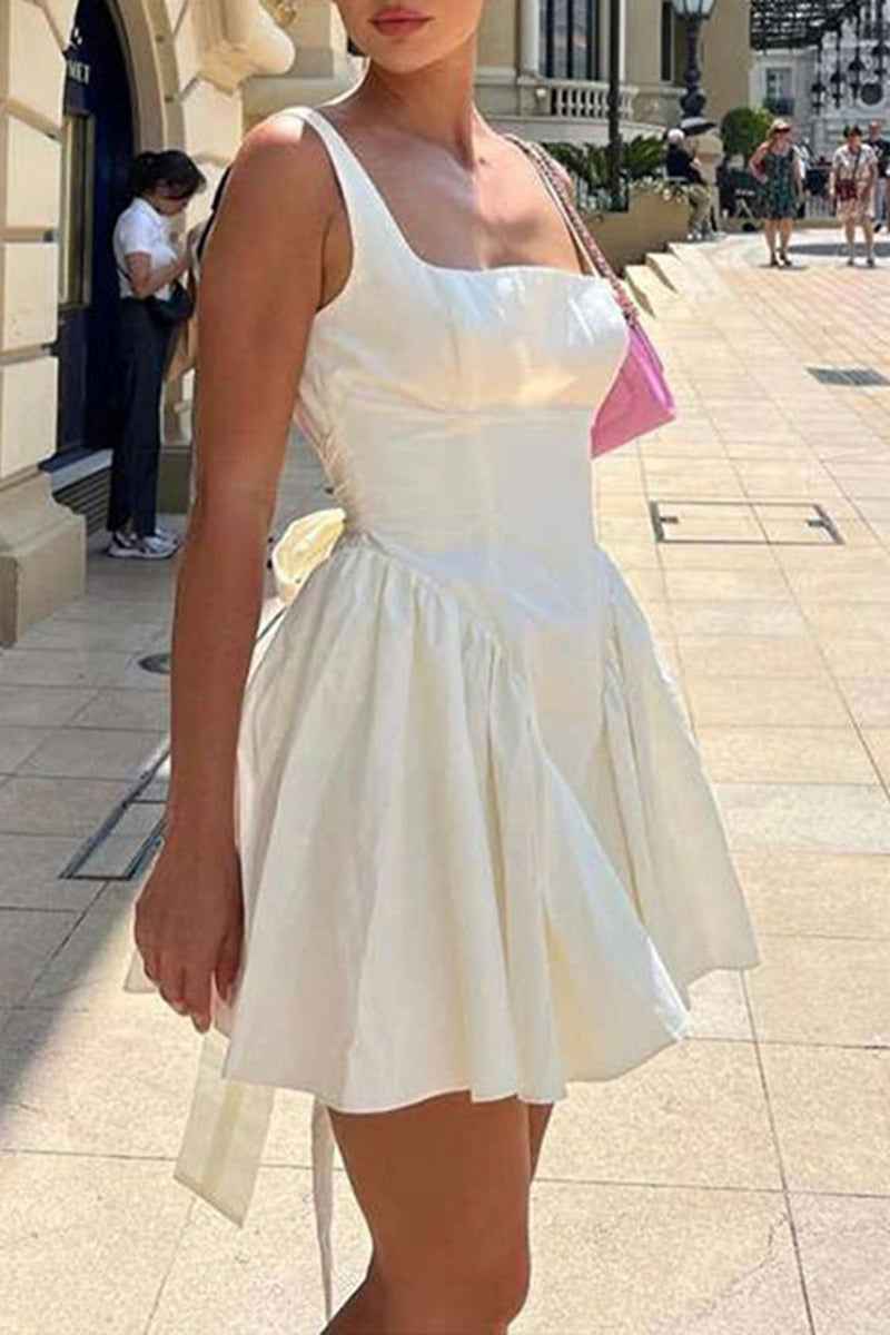 Load image into Gallery viewer, A-Line Square Neck Open Back Mini White Graduation Dress