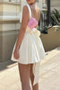 Load image into Gallery viewer, A-Line Square Neck Open Back Mini White Graduation Dress