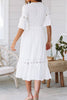 Load image into Gallery viewer, A-Line V-Neck Short Sleeves White Graduation Dress