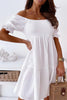 Load image into Gallery viewer, A-Line Off the Shoulder Little White Graduation Dress