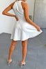 Load image into Gallery viewer, White A-Line Halter Neck Mini Satin Little Graduation Dress