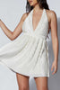 Load image into Gallery viewer, A-Line Deep V-Neck Little White Graduation Dress