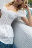 Load image into Gallery viewer, A-Line Short Sleeves Mini White Tiered Summer Graduation Dress