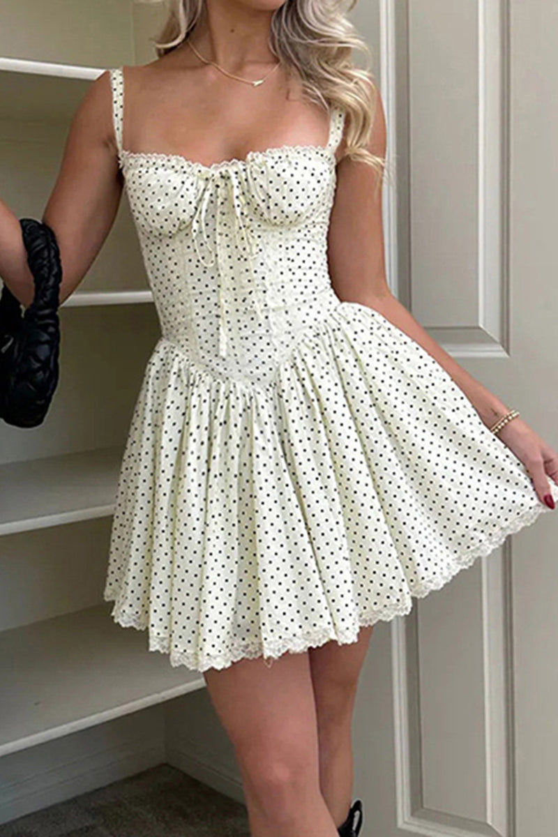 Load image into Gallery viewer, A-Line Spaghetti Straps Mini Graduation Dress with Polka Dots