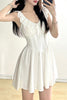 Load image into Gallery viewer, Cute A-Line V-Neck Short Mini White Graduation Dress