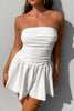 Load image into Gallery viewer, Simple A-Line Strapless Mini Pleaded White Graduation Dress