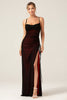 Load image into Gallery viewer, Sheath Spaghetti Straps Floor Length Black Red Bridesmaid Dress