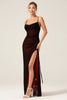 Load image into Gallery viewer, Sheath Spaghetti Straps Floor Length Black Red Bridesmaid Dress