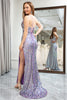 Load image into Gallery viewer, Lilac Mermaid Spaghetti Straps Sequin Long Prom Dress with Slit