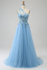 Load image into Gallery viewer, Light Blue A-Line One Shoulder Sequin Prom Dress with Appliques