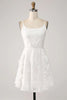 Load image into Gallery viewer, Sheath Spaghetti Straps Mini White Graduation Dress with Floral