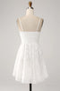 Load image into Gallery viewer, Sheath Spaghetti Straps Mini White Graduation Dress with Floral