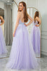 Load image into Gallery viewer, Lilac A Line Spaghetti Straps Tulle Long Prom Dress with Sequins