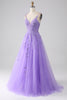 Load image into Gallery viewer, Lilac A-Line Spaghetti Straps Long Prom Dress with Appliques