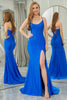 Load image into Gallery viewer, Mermaid Spaghetti Straps Royal Blue Long Prom Dress With Slit